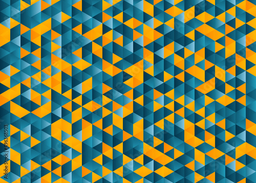 Triangle blue yellow orange abstract geometric gradient background	
