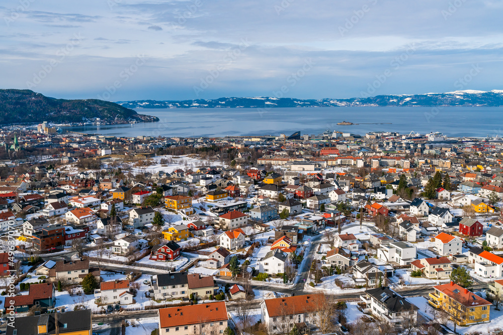 Aerial view of the Trondheim, the third most populous municipality in Norway