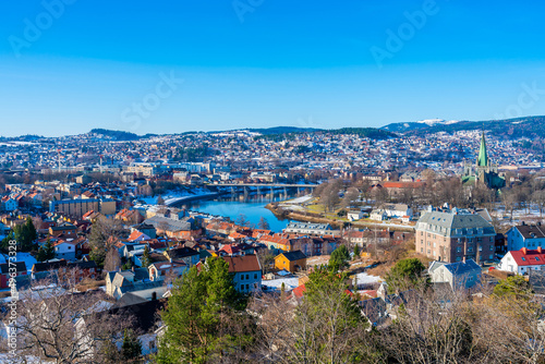 Aerial view of the Trondheim, the third most populous municipality in Norway