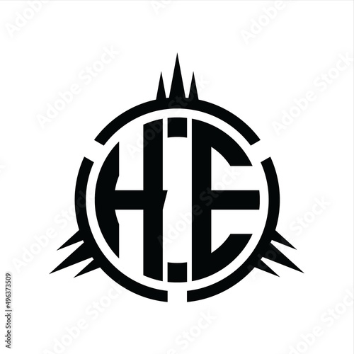 HE Logo monogram circle element design template