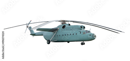 Military helicopter. Soviet shock heli Mi6 isolated on white background