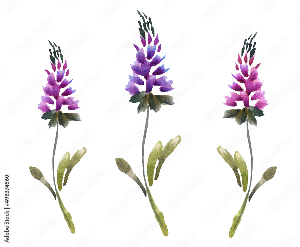 Fototapeta premium Creative collage of flowers inspired by Very Peri - color of the year 2022.