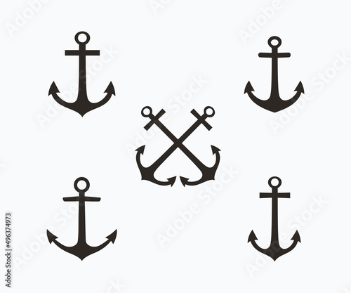 Ship anchor icon set. Anchor vector set