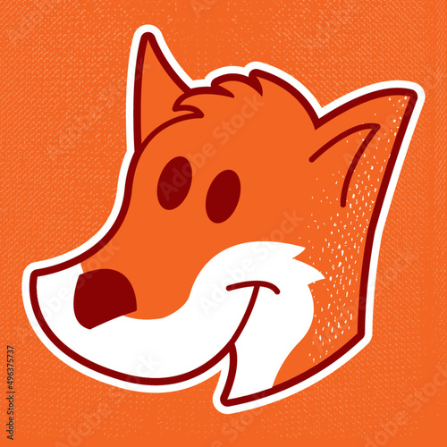 A cute, smiling red fox face in vector art