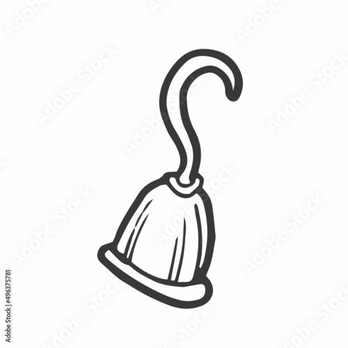 Pirate's hook isolated on white background. Cartoon style. Vector illustration