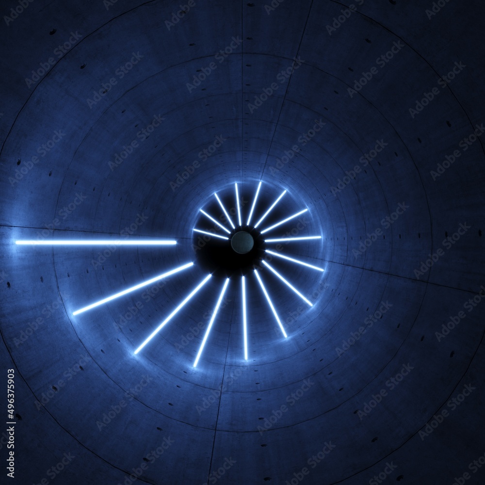 3d illustration of a tunnel and luminous geometric shapes, abstraction 3d illustration of a tunnel and luminous geometric shapes, abstraction