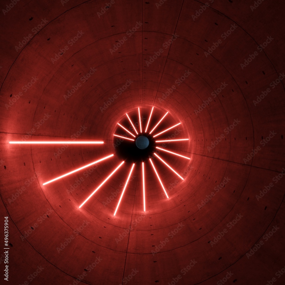 3d illustration of a tunnel and luminous geometric shapes, abstraction 3d illustration of a tunnel and luminous geometric shapes, abstraction