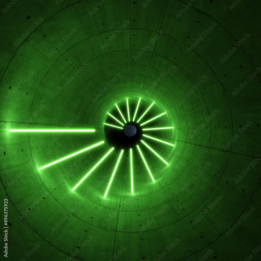 3d illustration of a tunnel and luminous geometric shapes, abstraction 3d illustration of a tunnel and luminous geometric shapes, abstraction
