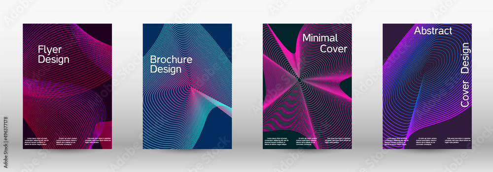 Minimum vector coverage. A set of modern abstract covers. Modern abstract background. Future futuristic template with abstract current forms for banner design, poster, booklet, report, magazine.