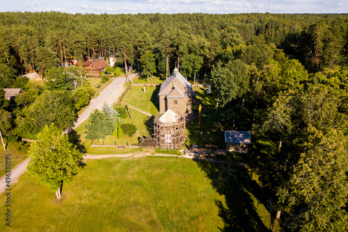 Aerial landscape of Lithuania, district of Ignalina, Paluse photo