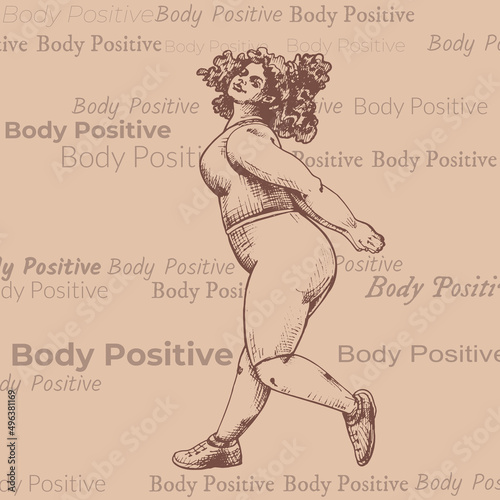 520_Body Positive girl dancing Body Positive girl with dark skin dances, goes in for sports