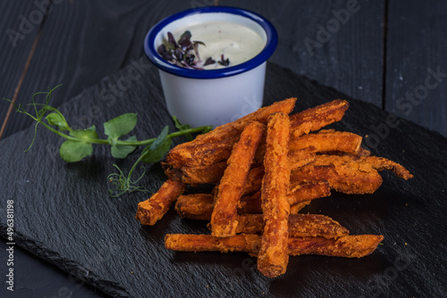 Deep Fried Sweet Potato with Garlic Sauce