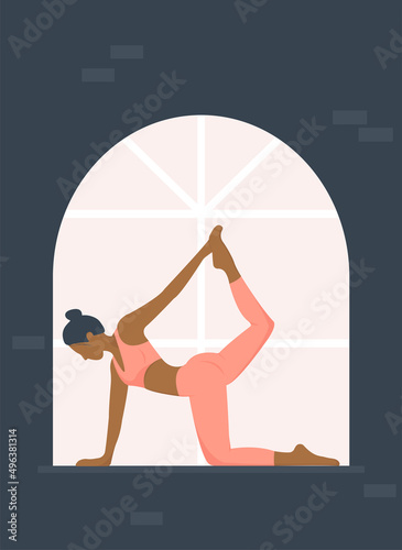 yoga and sports, black girl doing yoga
