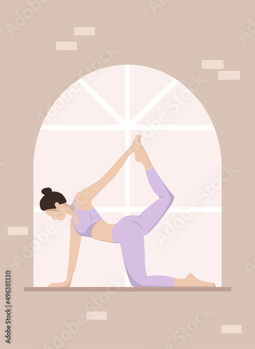 yoga and sport, girl doing yoga