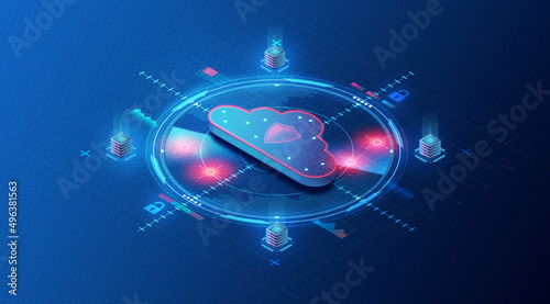 Cloud Computing Security - Vulnerability and Threat Management Solutions - 3D Illustration photo