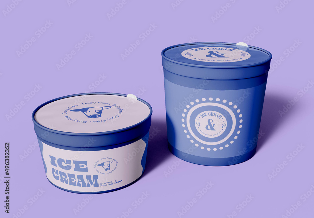 Two Ice Cream Container Mockup Stock Template | Adobe Stock