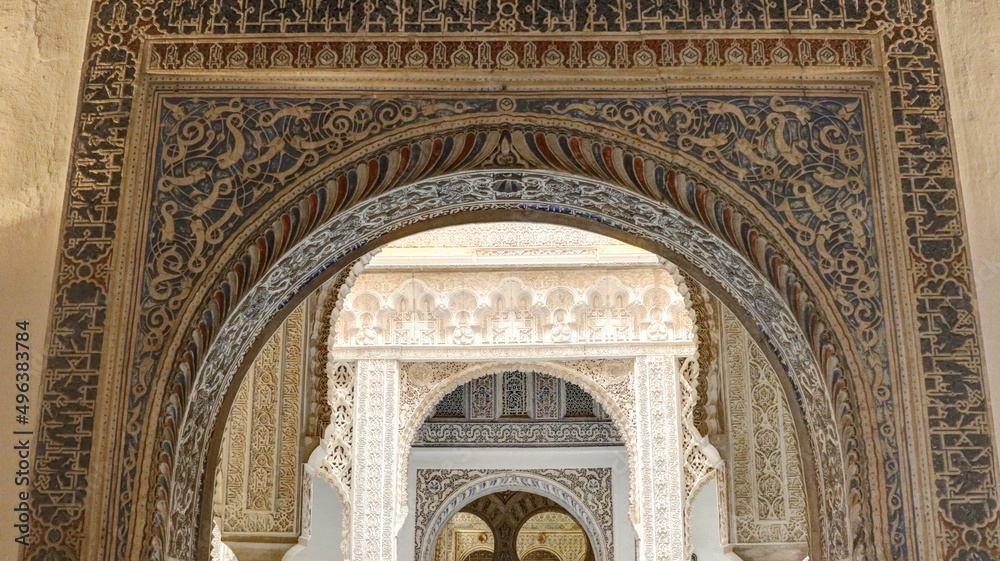 Séville en Andalousie détails de l'architecture arabo-andalouse