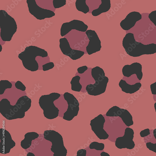 Abstract modern leopard seamless pattern. Animals trendy background. Red and black decorative vector stock illustration for print, card, postcard, fabric, textile. Modern ornament of stylized skin