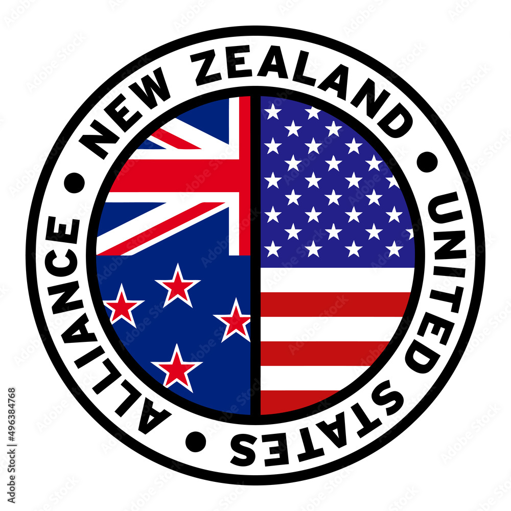 Round New Zealand United States Alliance Flag Clipart