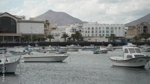 Boats, shops and restaurants in Arrecife, Arrecife, Lanzarote, Canary Islands, Spain photo
