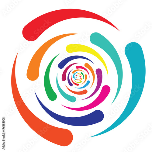 Concentric, radial lines, circles icon. Segmented circle shape. Spiral, swirl, twirl and twist design element