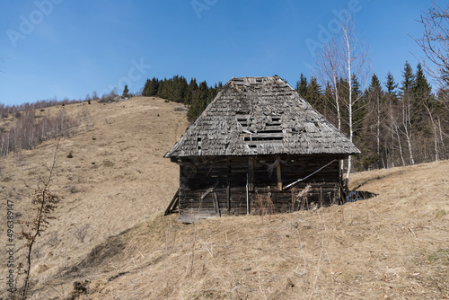 old abandoned house, Magura Branului Mountains, Romania  photo