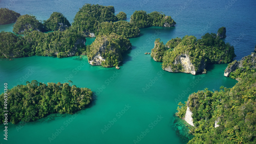 A beautiful travel destination that defies all expectations. High angle shot of the beautiful islands of Indonesia.