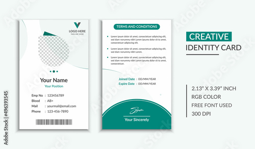 Professional Clean Green ID Card Design Template