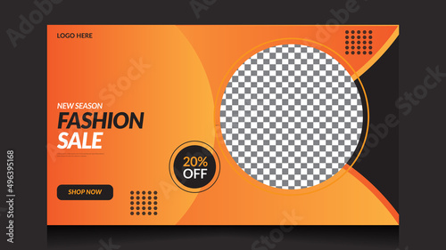 Business facebook cover page fashion media web banner template. photo