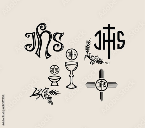 IHS with Cup Ornament, art vector design photo
