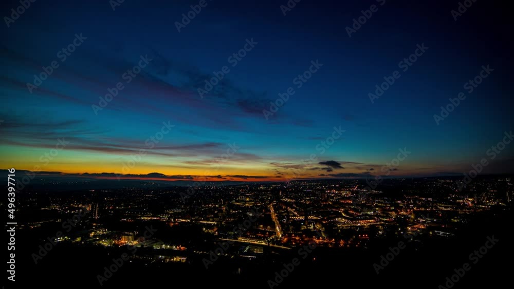 Dusk Timelapse with moving traffic Halifax United Kingdom