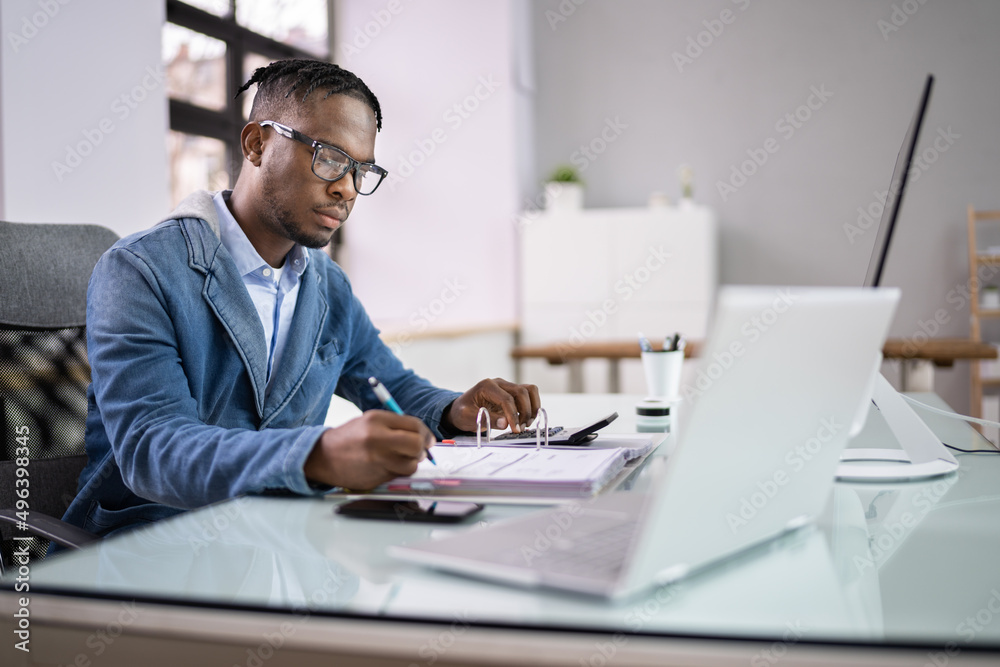 Professional Accountant Man In Office Doing Accounting Professional Accountant Man In Office Doing Accounting