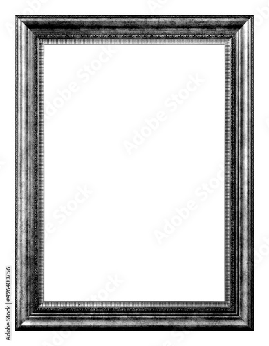 Antique black and silver frame isolated on the white background © opasstudio