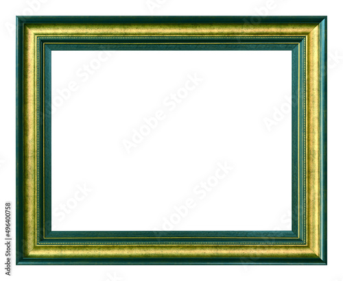 Antique gold and green frame isolated on the white background