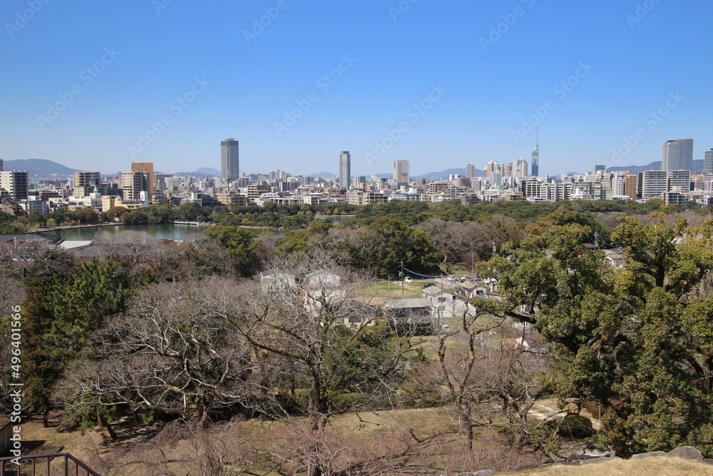 福岡城天守台から見た舞鶴公園