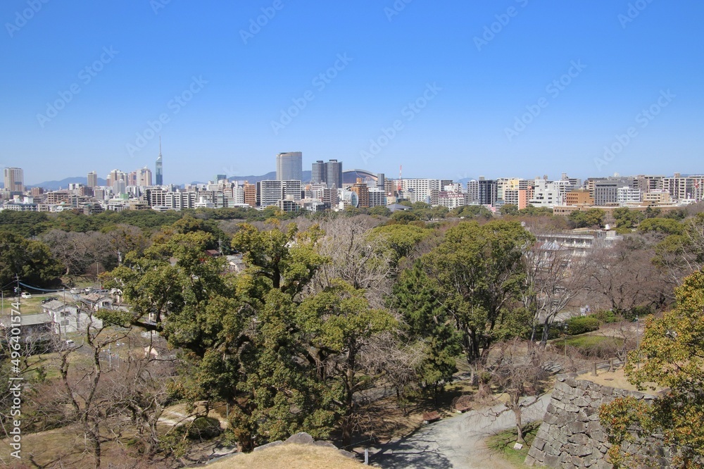 福岡城天守台から見た舞鶴公園