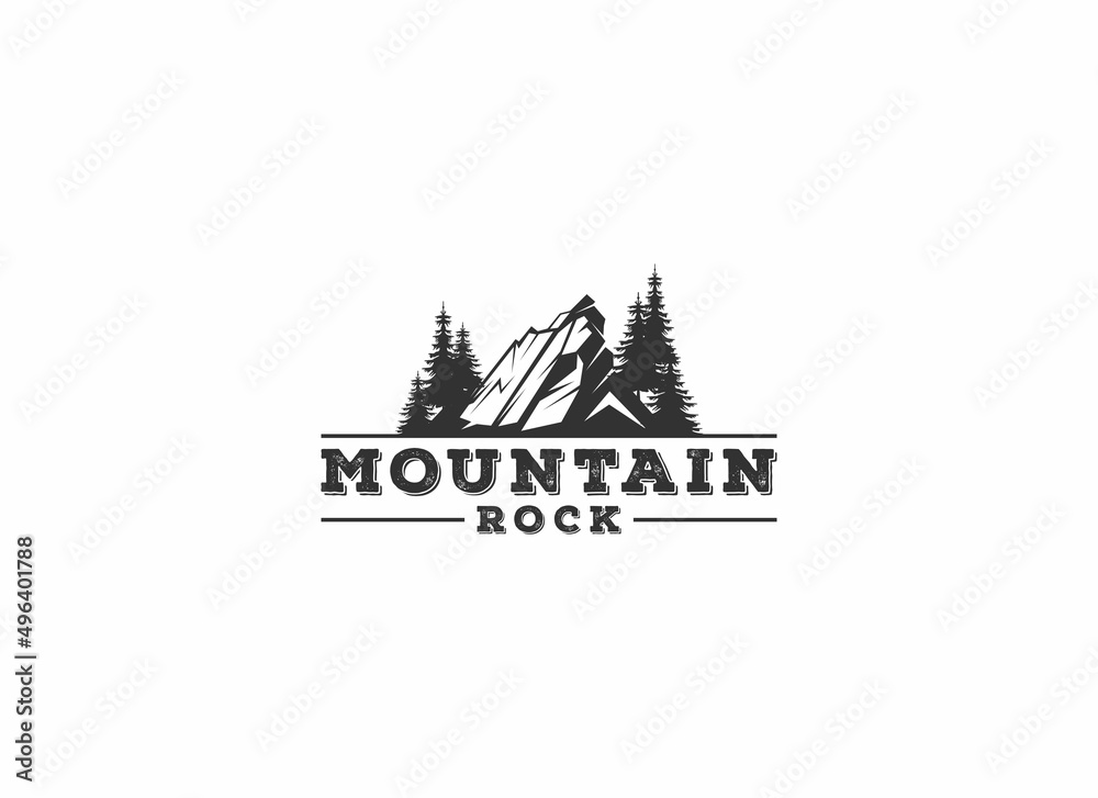 mountain rock logo template vector, icon in white background