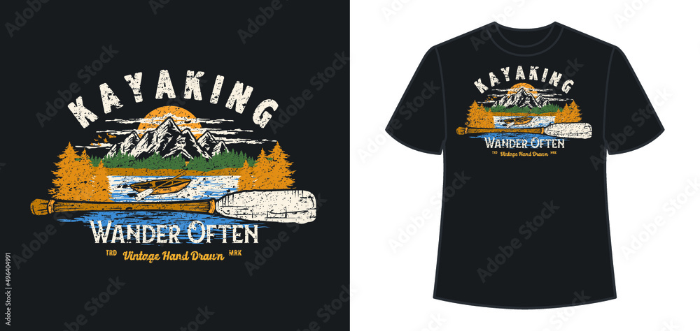 T SHIRT GRAPHIC ILLUSTRATION COLORFULL PRINT POSTER DESIGN OUTDOOR ADVENTURE CAMPING FISHING HUNTING