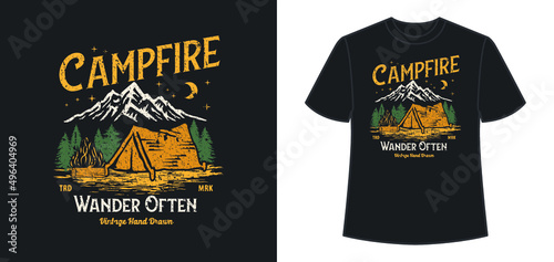 T SHIRT GRAPHIC ILLUSTRATION COLORFULL PRINT POSTER DESIGN OUTDOOR ADVENTURE CAMPING FISHING HUNTING