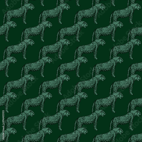 Canvas Print Leopard seamless pattern. Vintage wildlife animals background.
