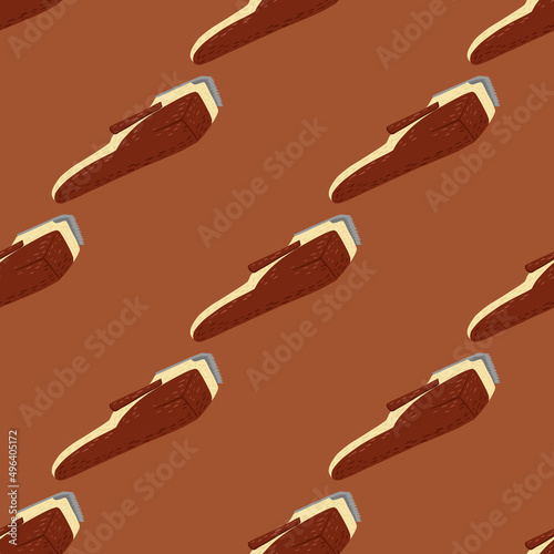 Clippers seamless pattern on. Vintage barber shops elements in doodle style.