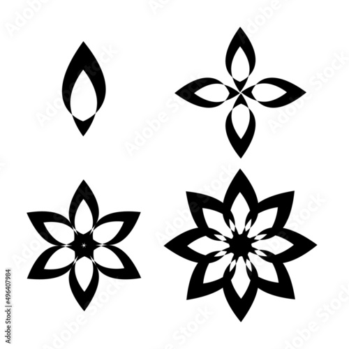 Cuteblack white vector oriental ornament set forto usein different design in borders, frames,wallpaper,coloring books photo