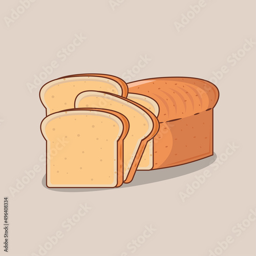 Sliced toast brown breed vector icon concept design