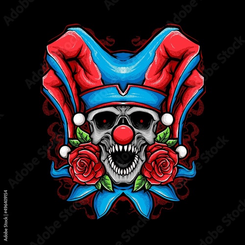 skull jester clown vector illustration