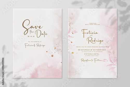 Watercolor Wedding Invitation and Save the Date
