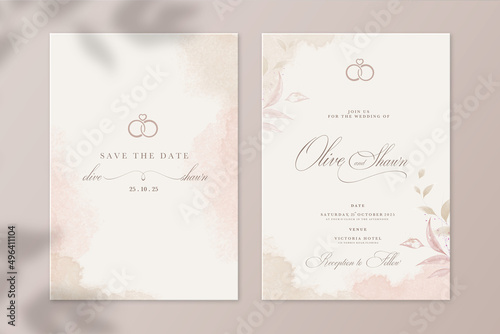 Watercolor Wedding Invitation and Save the Date