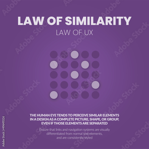 A vector illustration Law of similarity psychology concept or a principle of association encountering, thinking something tends to bring to mind similar things, is fundamental to associationism in UX photo