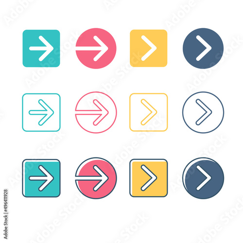 Various arrow icon element template. Suitable for design element of infographic, app navigation, and arrow marker.