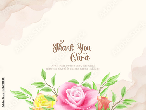 Thankyou Card Floral Vector Template