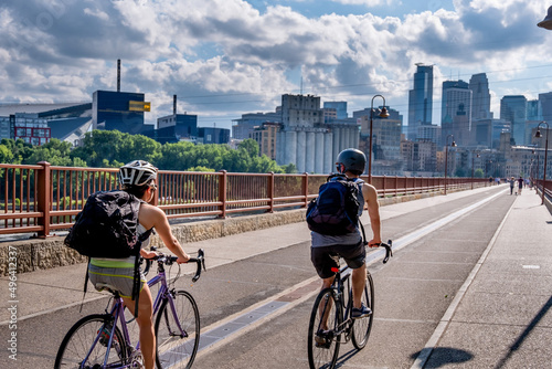 Quadro su tela street view on Stone Arch Bridge in Minneapolis, Minnesota